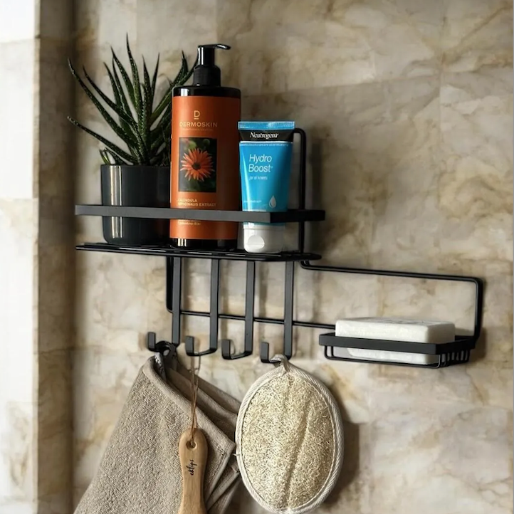 Delmeden yapışkanlı monte edilen banyo rafı